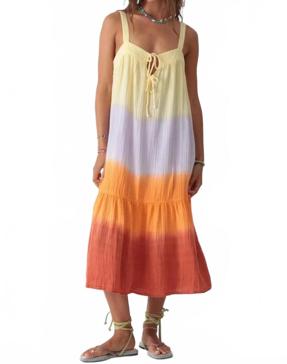 NEW ELECTRIC & ROSE addison midi dress in ombre sunset
